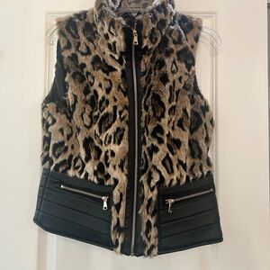 Faux Cheetah Print Fur Vest
